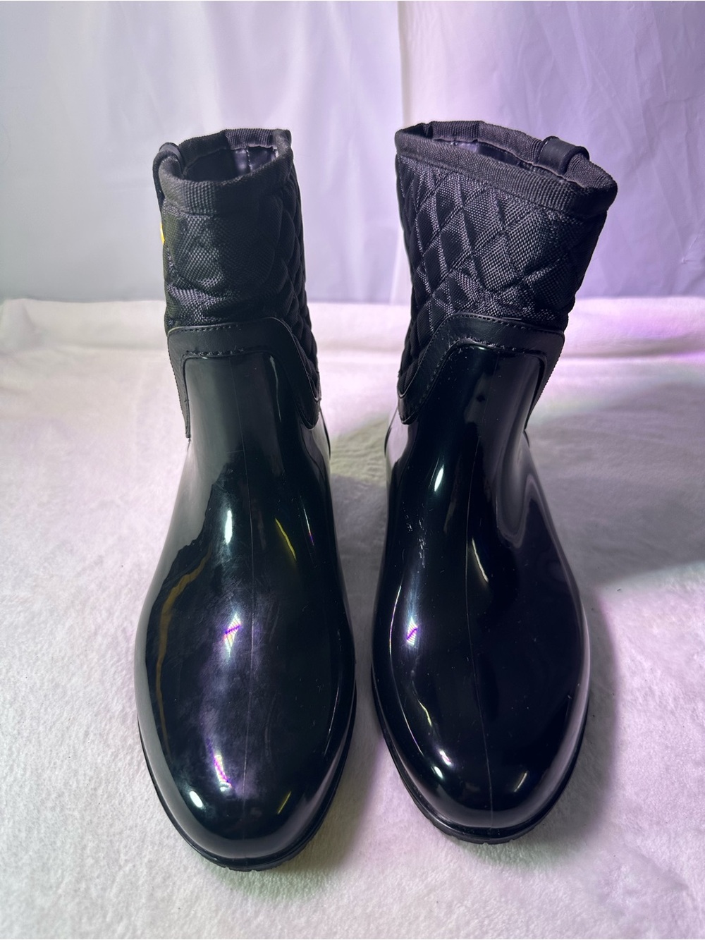 Tommy Hilfiger Black Quilted Gloss Rain Ankle Boots - Picture 3 of 10